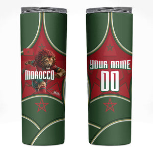 Personalized Morocco Football Atlas Lion Skinny Tumbler Moroccan Star National Flag