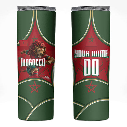 Personalized Morocco Football Atlas Lion Skinny Tumbler Moroccan Star National Flag