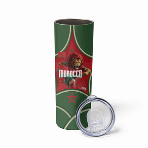 Personalized Morocco Football Atlas Lion Skinny Tumbler Moroccan Star National Flag