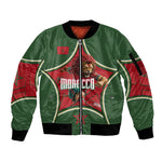 Personalized Morocco Football Atlas Lion Sleeve Zip Bomber Jacket Moroccan Star National Flag