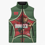 Personalized Morocco Football Atlas Lion Sleeveless Puffer Jacket Moroccan Star National Flag