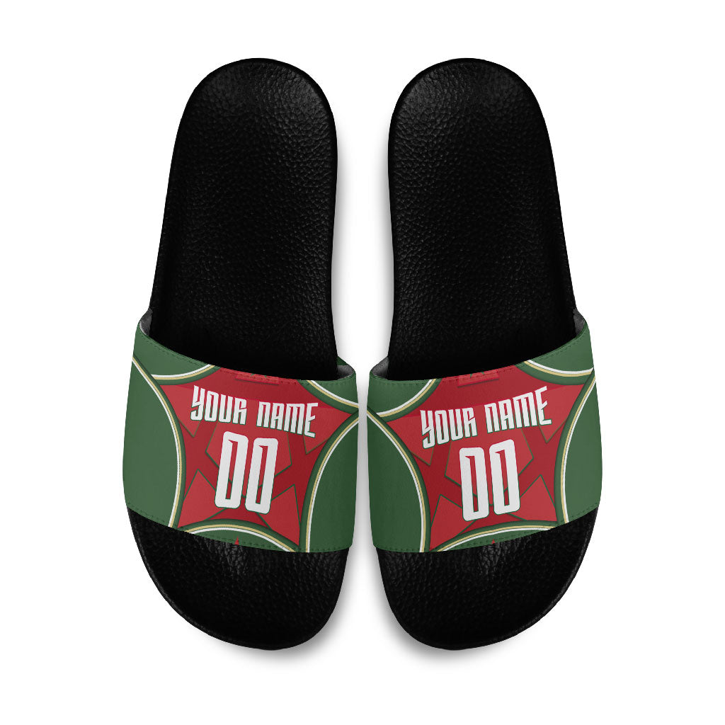 Personalized Morocco Football Atlas Lion Slide Sandals Moroccan Star National Flag