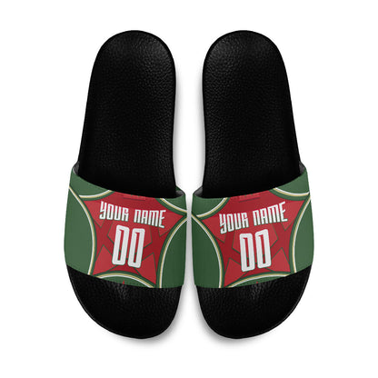 Personalized Morocco Football Atlas Lion Slide Sandals Moroccan Star National Flag