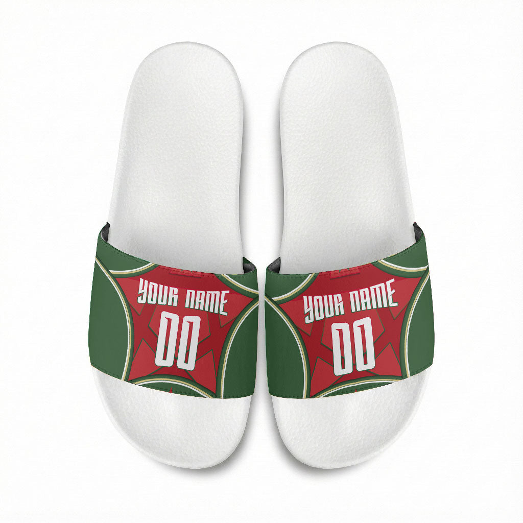 Personalized Morocco Football Atlas Lion Slide Sandals Moroccan Star National Flag
