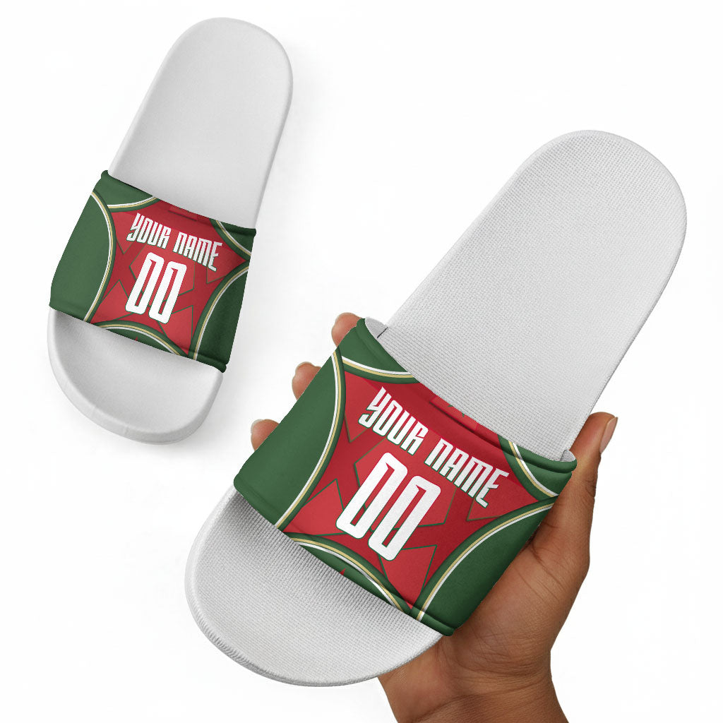 Personalized Morocco Football Atlas Lion Slide Sandals Moroccan Star National Flag
