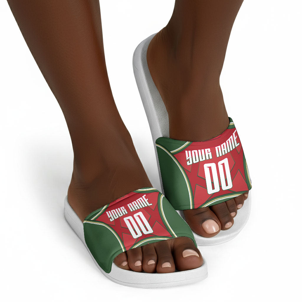 Personalized Morocco Football Atlas Lion Slide Sandals Moroccan Star National Flag