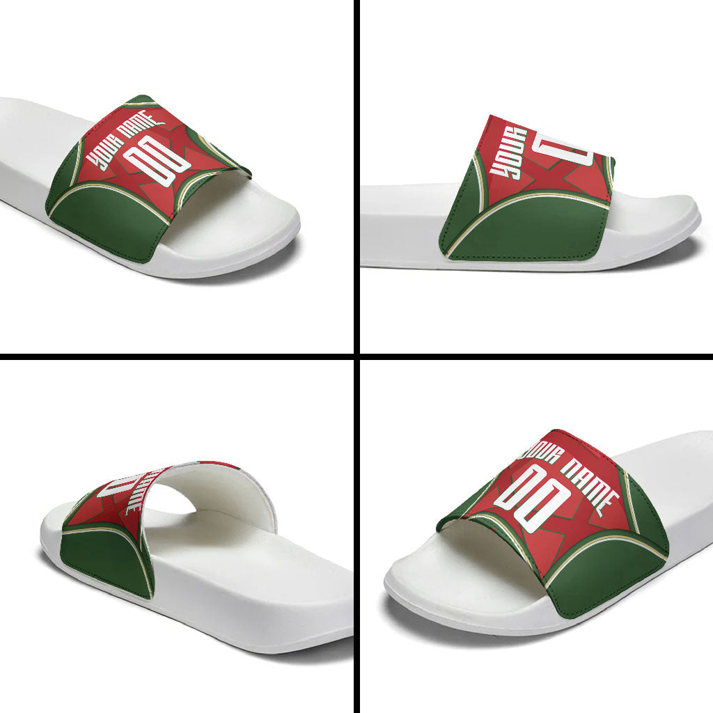 Personalized Morocco Football Atlas Lion Slide Sandals Moroccan Star National Flag