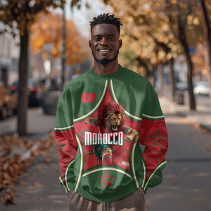 Personalized Morocco Football Atlas Lion Sweatshirt Moroccan Star National Flag