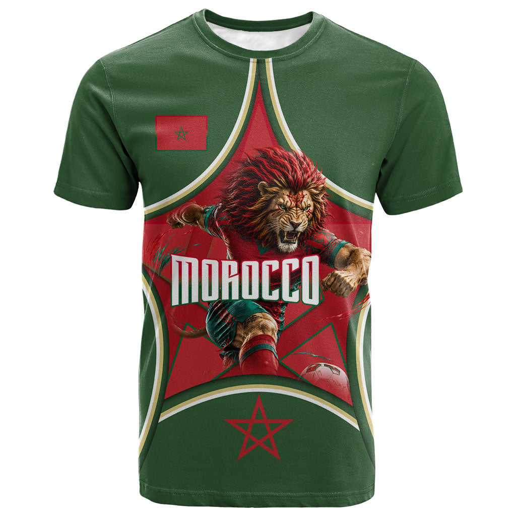 Personalized Morocco Football Atlas Lion T shirt Moroccan Star National Flag