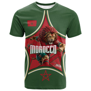 Personalized Morocco Football Atlas Lion T shirt Moroccan Star National Flag