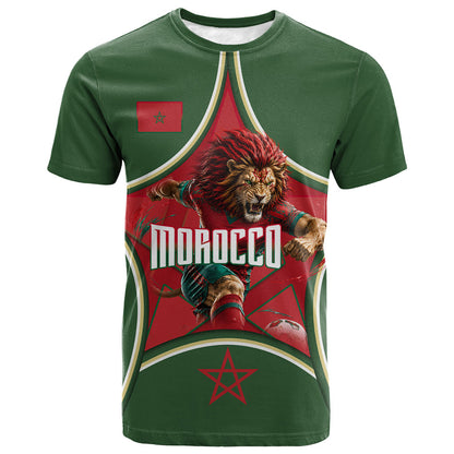 Personalized Morocco Football Atlas Lion T shirt Moroccan Star National Flag