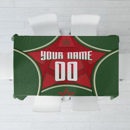 Personalized Morocco Football Atlas Lion Tablecloth Moroccan Star National Flag
