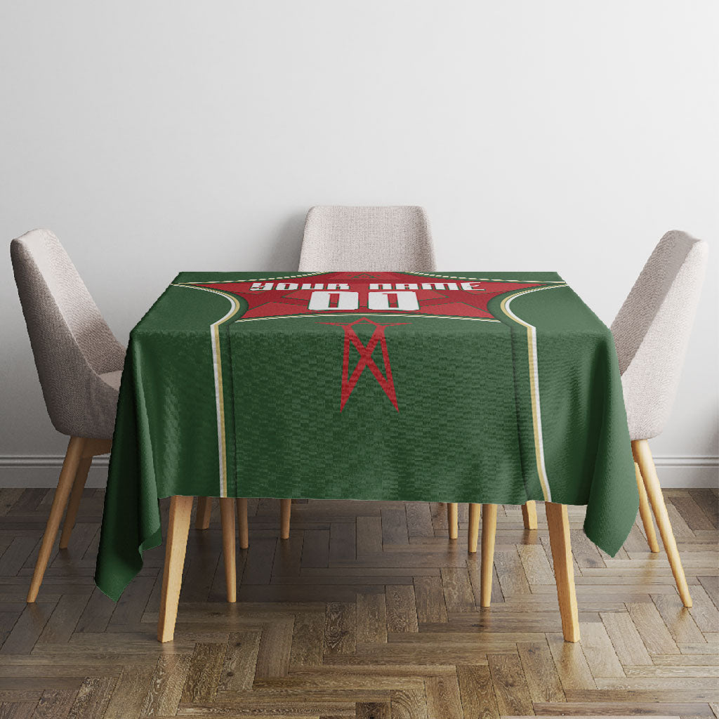 Personalized Morocco Football Atlas Lion Tablecloth Moroccan Star National Flag