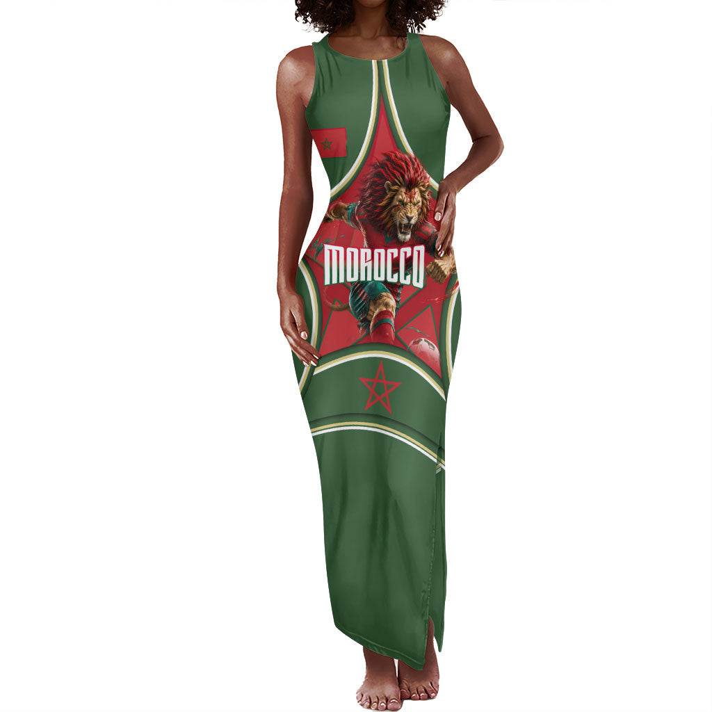 Personalized Morocco Football Atlas Lion Tank Maxi Dress Moroccan Star National Flag