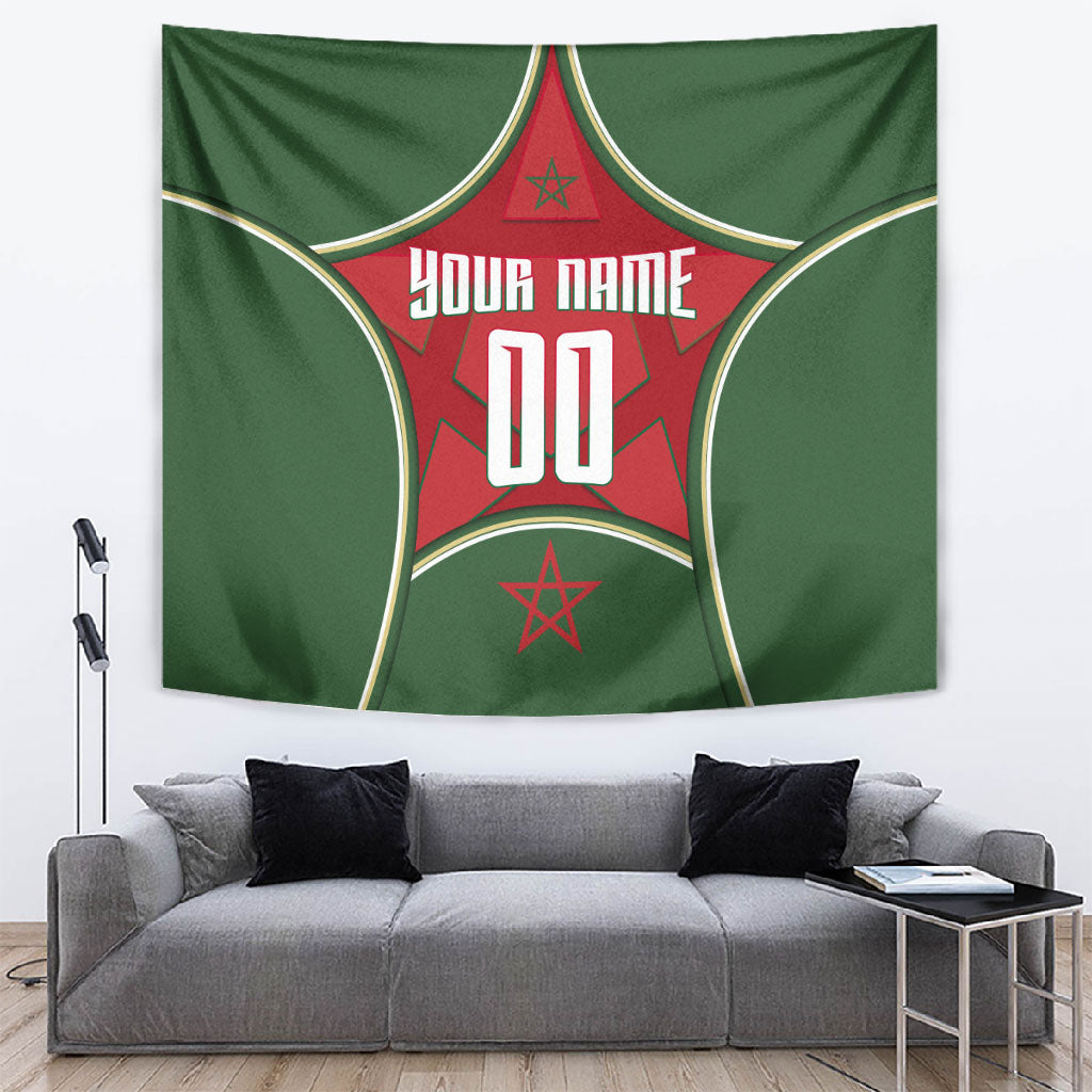 Personalized Morocco Football Atlas Lion Tapestry Moroccan Star National Flag