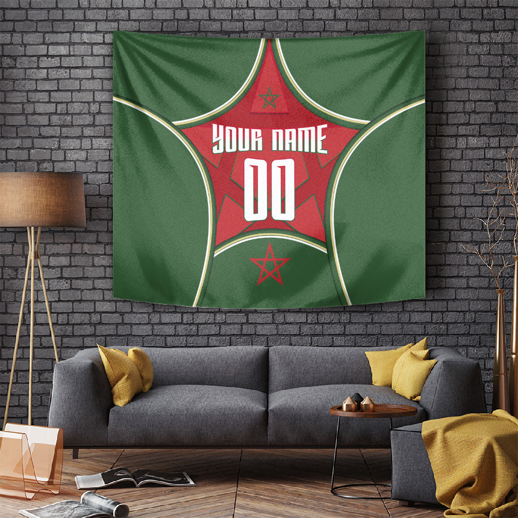 Personalized Morocco Football Atlas Lion Tapestry Moroccan Star National Flag