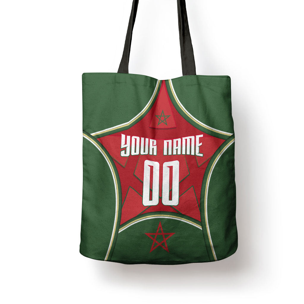 Personalized Morocco Football Atlas Lion Tote Bag Moroccan Star National Flag