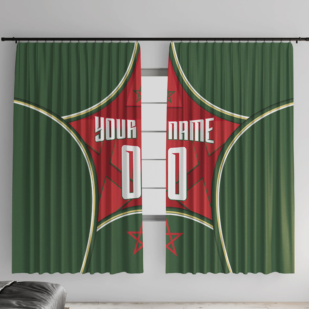 Personalized Morocco Football Atlas Lion Window Curtain Moroccan Star National Flag