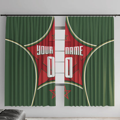 Personalized Morocco Football Atlas Lion Window Curtain Moroccan Star National Flag