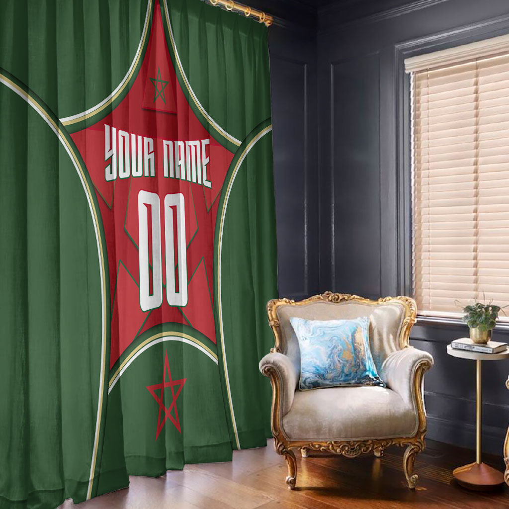 Personalized Morocco Football Atlas Lion Window Curtain Moroccan Star National Flag