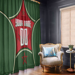 Personalized Morocco Football Atlas Lion Window Curtain Moroccan Star National Flag