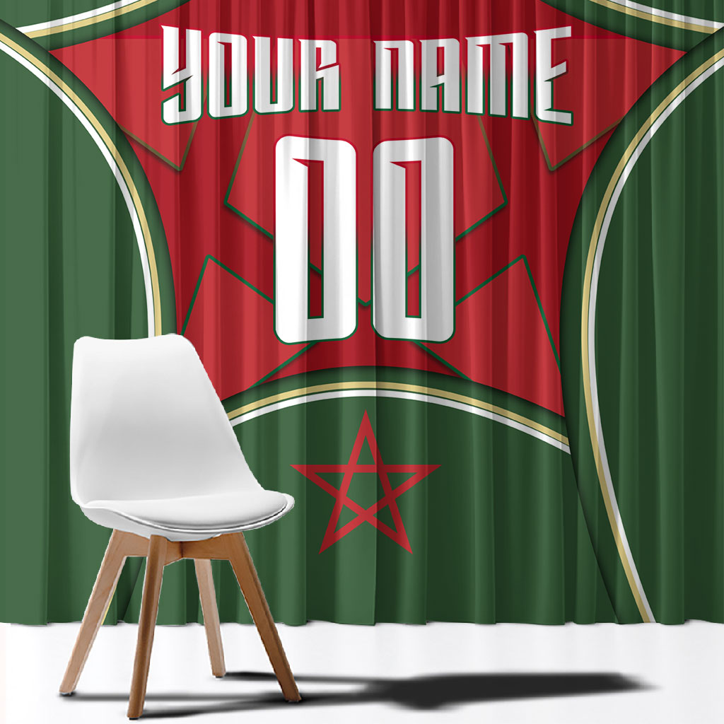 Personalized Morocco Football Atlas Lion Window Curtain Moroccan Star National Flag