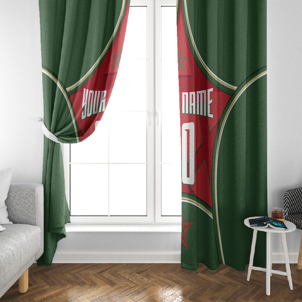 Personalized Morocco Football Atlas Lion Window Curtain Moroccan Star National Flag