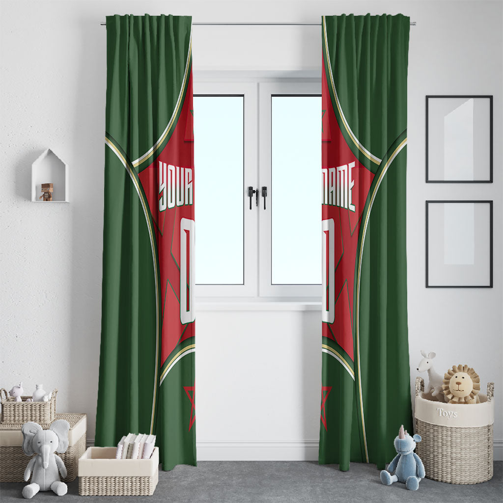 Personalized Morocco Football Atlas Lion Window Curtain Moroccan Star National Flag