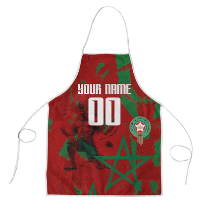 Personalized Morocco Football Apron Atlas Lion Grunge Star Mascot
