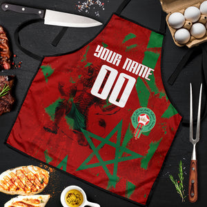 Personalized Morocco Football Apron Atlas Lion Grunge Star Mascot