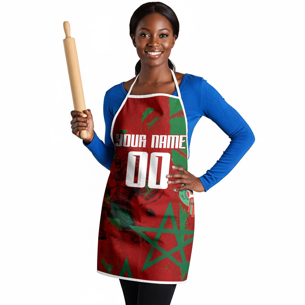Personalized Morocco Football Apron Atlas Lion Grunge Star Mascot