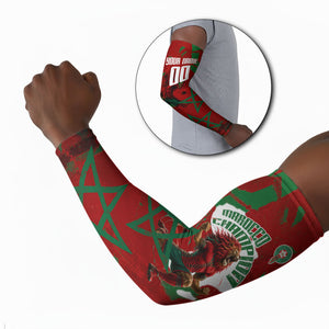Personalized Morocco Football Arm Sleeves Atlas Lion Grunge Star Mascot