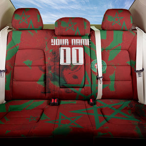 Personalized Morocco Football Back Car Seat Cover Atlas Lion Grunge Star Mascot