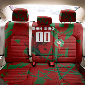 Personalized Morocco Football Back Car Seat Cover Atlas Lion Grunge Star Mascot