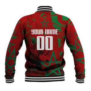 Personalized Morocco Football Baseball Jacket Atlas Lion Grunge Star Mascot