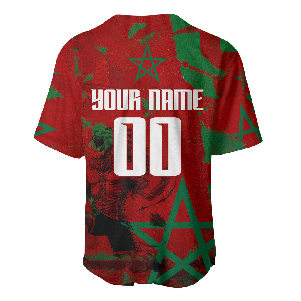 Personalized Morocco Football Baseball Jersey Atlas Lion Grunge Star Mascot