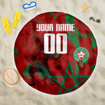 Personalized Morocco Football Beach Blanket Atlas Lion Grunge Star Mascot