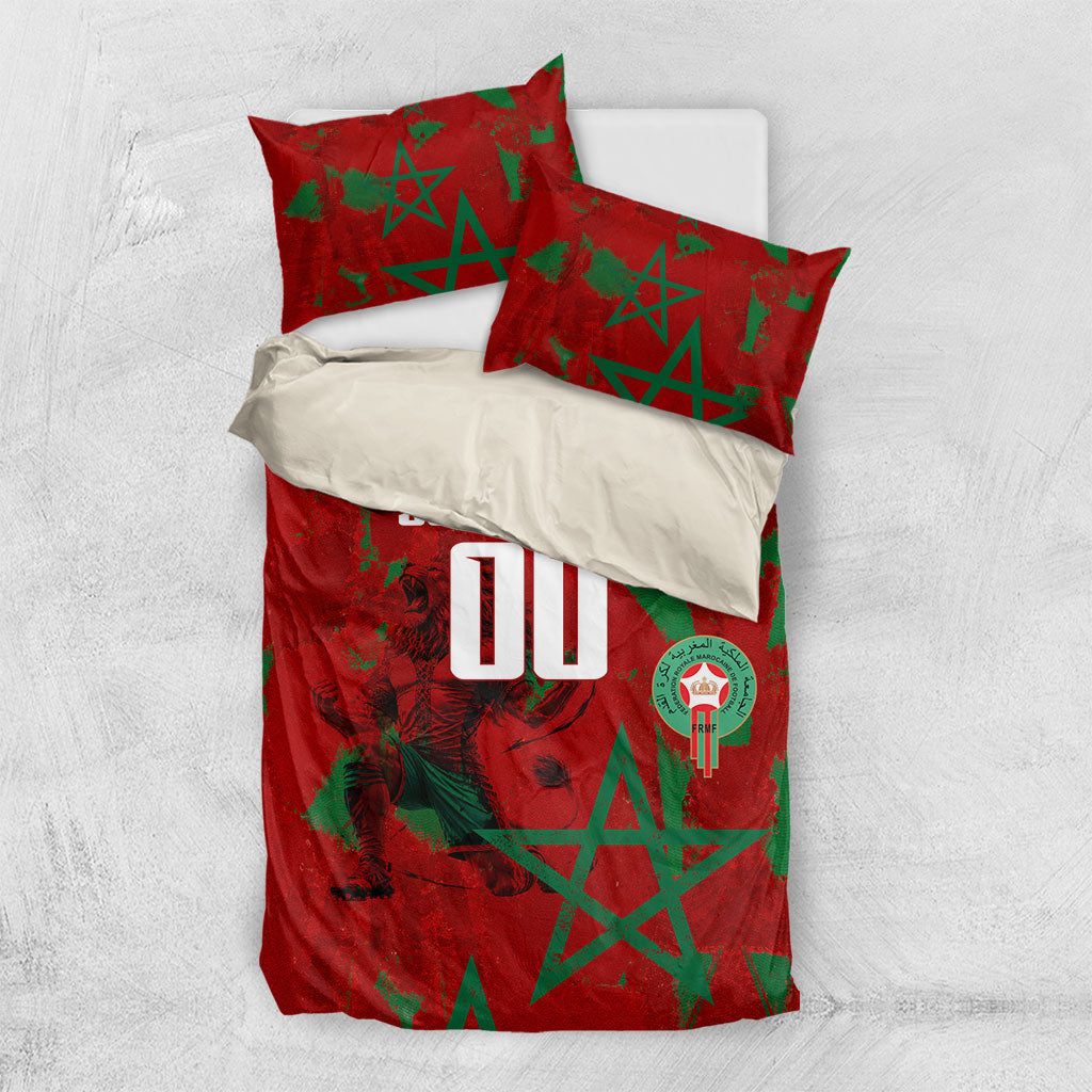 Personalized Morocco Football Bedding Set Atlas Lion Grunge Star Mascot
