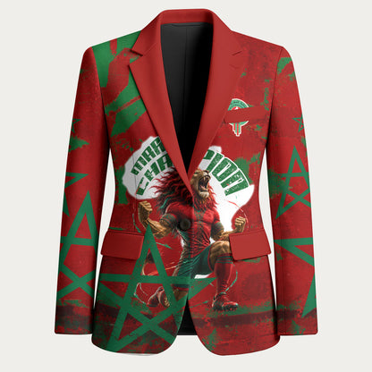 Personalized Morocco Football Blazer Atlas Lion Grunge Star Mascot