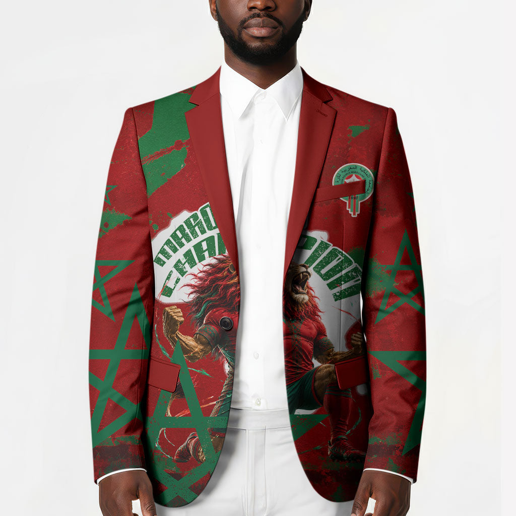 Personalized Morocco Football Blazer Atlas Lion Grunge Star Mascot