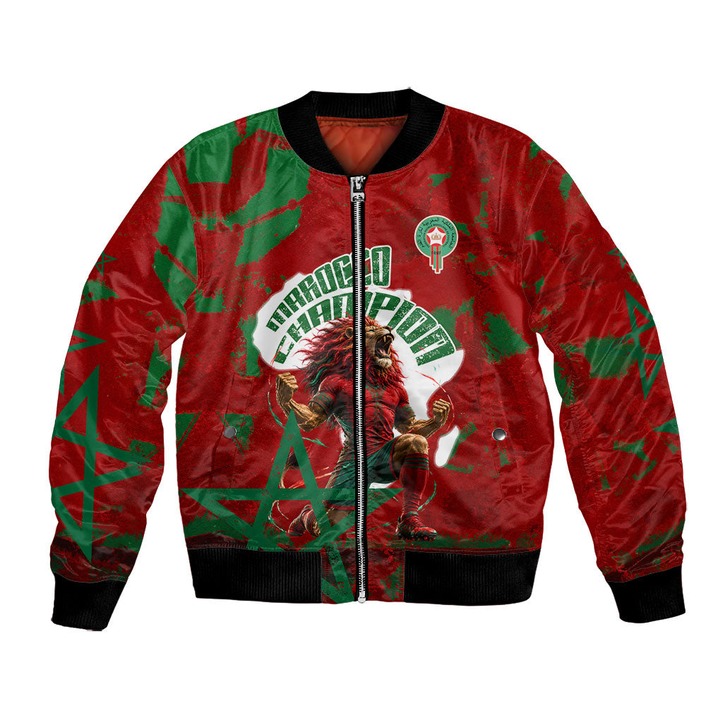 Personalized Morocco Football Bomber Jacket Atlas Lion Grunge Star Mascot