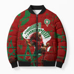 Personalized Morocco Football Bomber Puffer Jacket Atlas Lion Grunge Star Mascot