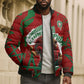 Personalized Morocco Football Bomber Puffer Jacket Atlas Lion Grunge Star Mascot