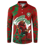 Personalized Morocco Football Button Sweatshirt Atlas Lion Grunge Star Mascot
