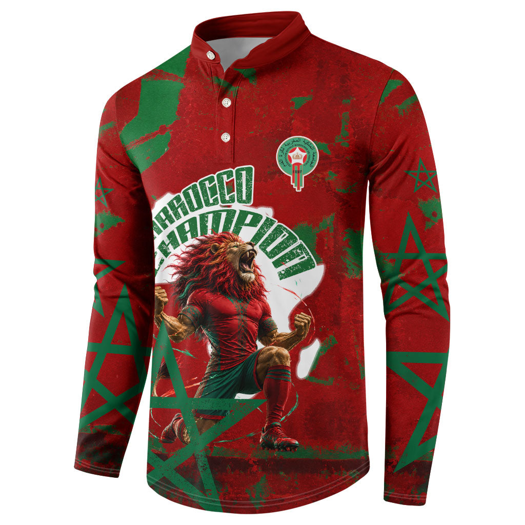 Personalized Morocco Football Button Sweatshirt Atlas Lion Grunge Star Mascot