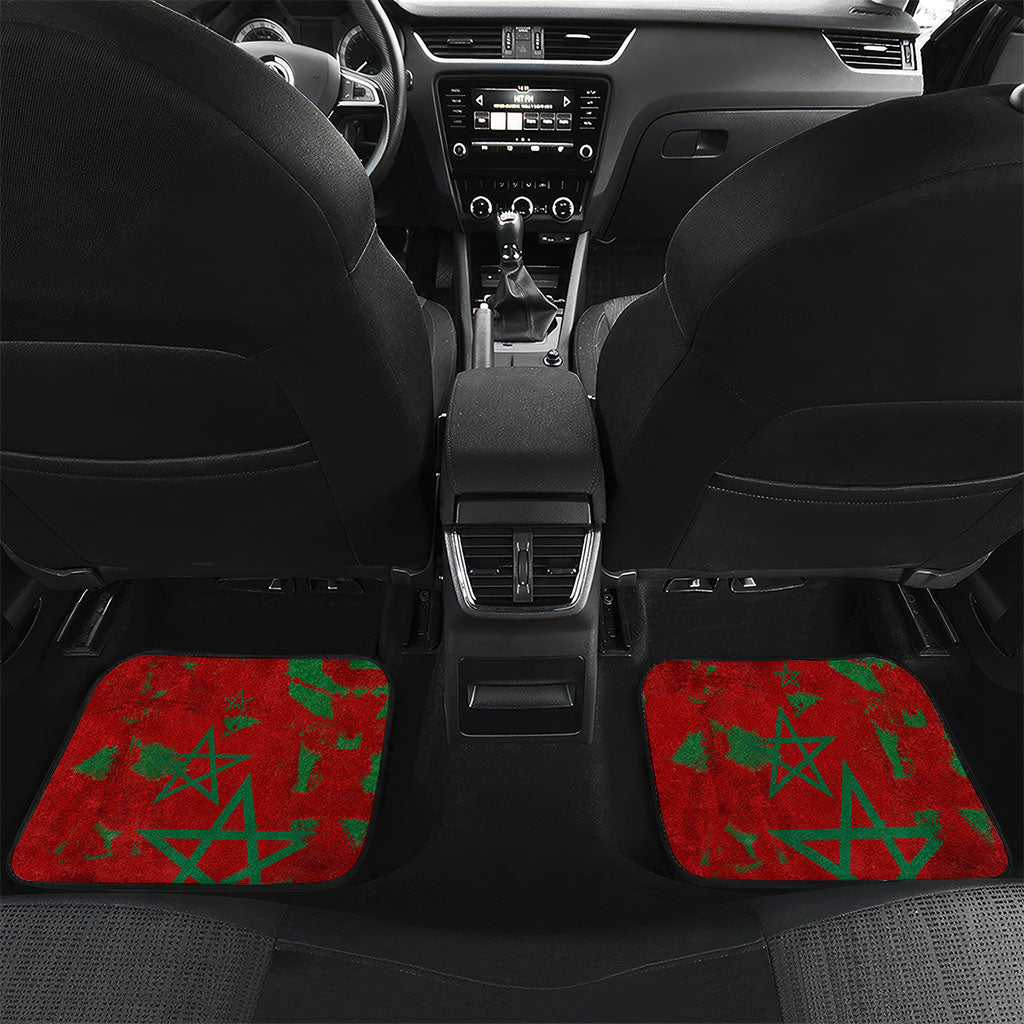 Personalized Morocco Football Car Mats Atlas Lion Grunge Star Mascot