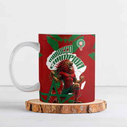 Personalized Morocco Football Ceramic Mug Atlas Lion Grunge Star Mascot