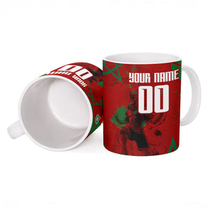 Personalized Morocco Football Ceramic Mug Atlas Lion Grunge Star Mascot