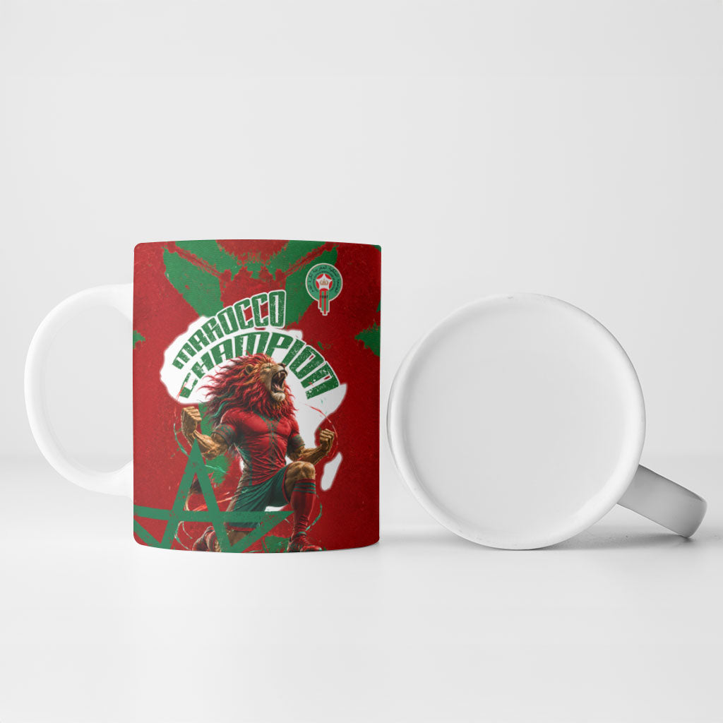 Personalized Morocco Football Ceramic Mug Atlas Lion Grunge Star Mascot