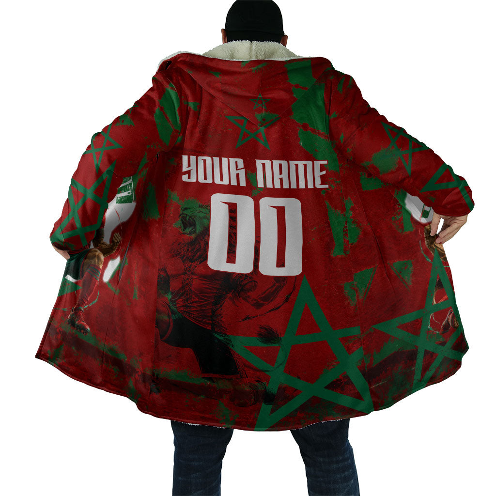 Personalized Morocco Football Cloak Atlas Lion Grunge Star Mascot